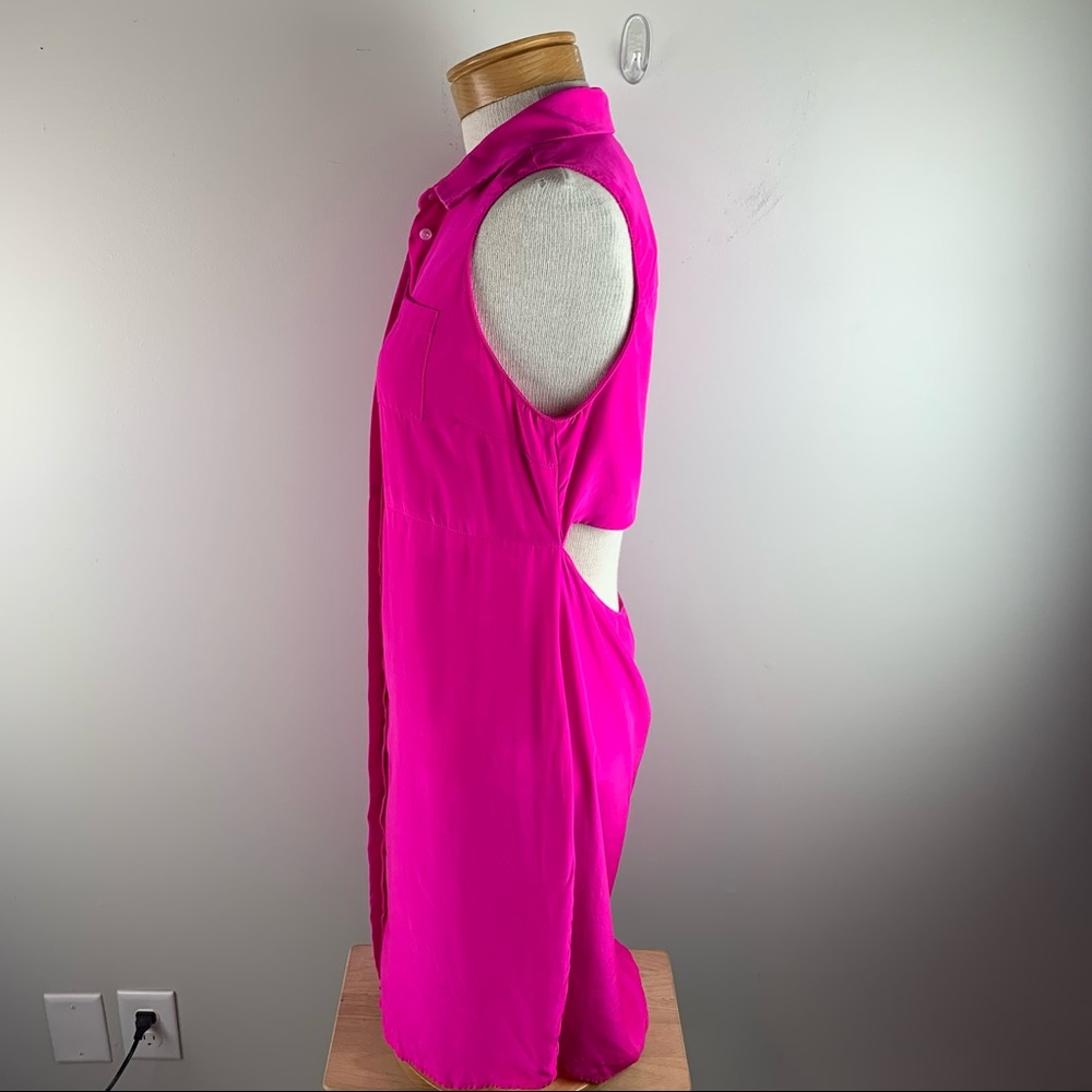 Amanda Uprichard Logan Silk Shirt Open Back, Pink - Picture 6 of 10
